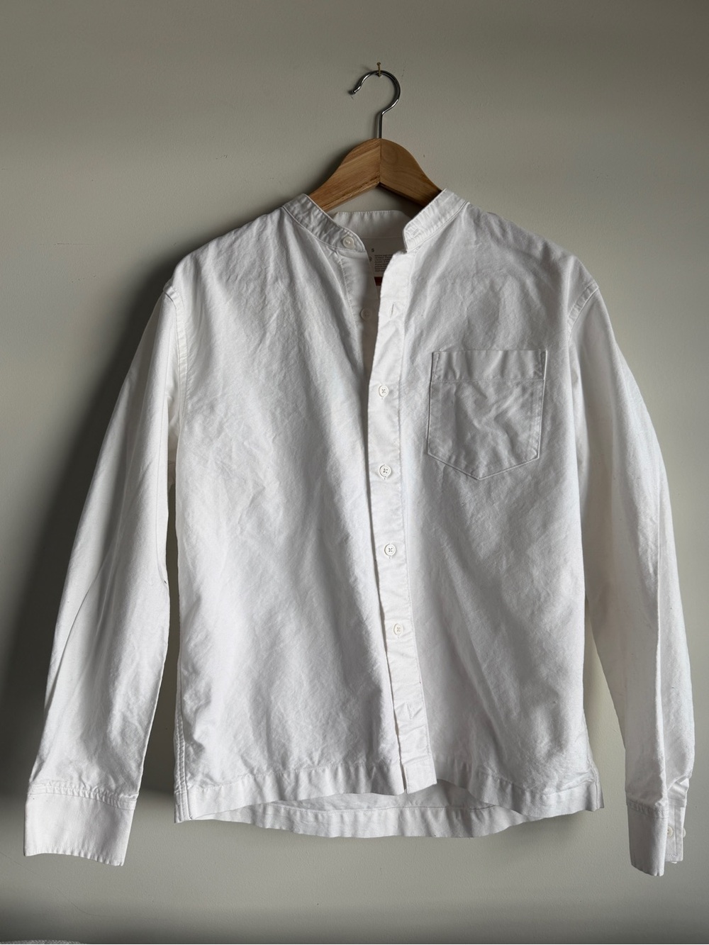 Muji White Band-Collar Shirt Jacket
